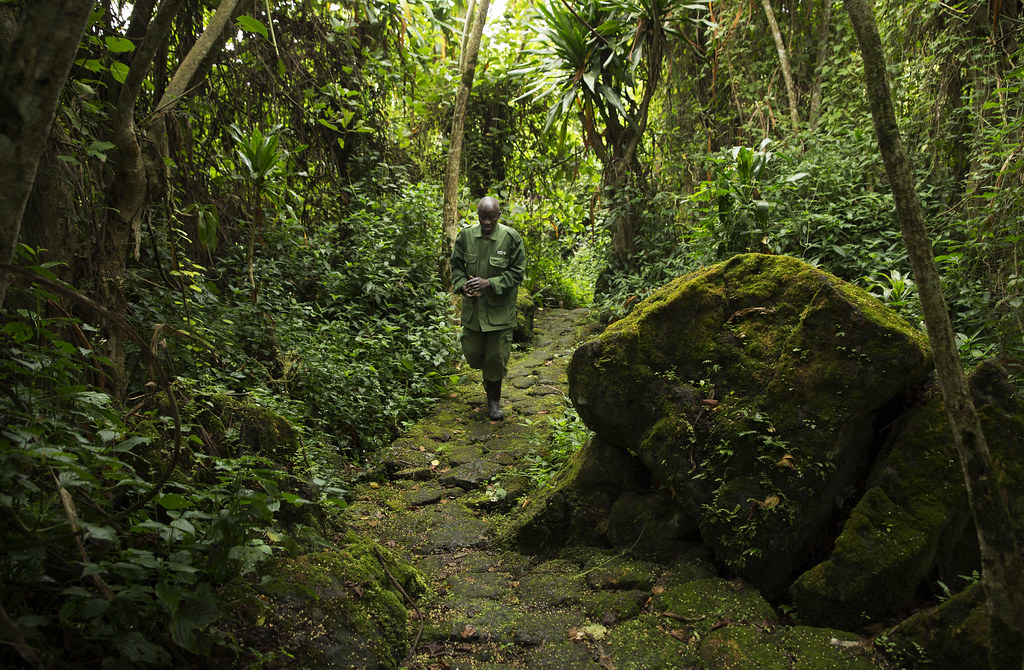 One of the game rangers in patrolling Buhanga Eco Park, Volcanones National Park