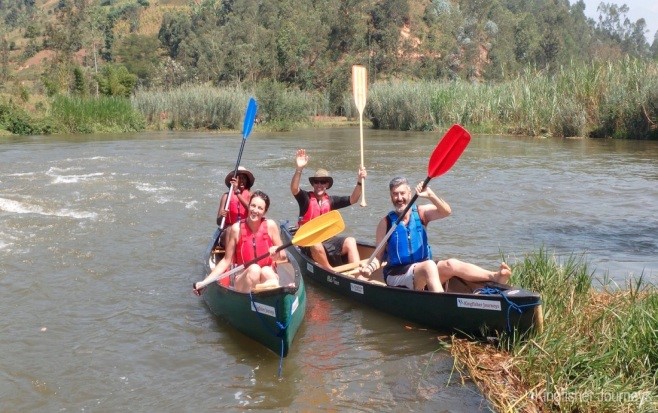 Some of the guests enjoying canoeing along River Mukungwa