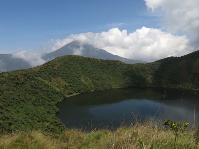 View of a crater on top of Karismbi Volcano in Rwanda